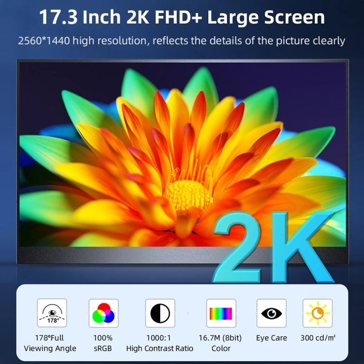 17.3 inch UHD 2560x1440P IPS Screen Portable Monitor, 17.3 inch 2K 17.3 inch UHD 2560x1440P IPS Screen Portable Monitor, 17.3 inch 2K